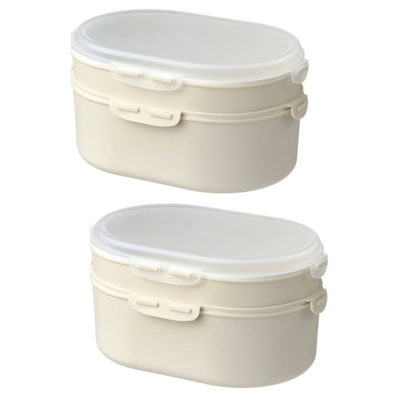 2 IKEA UTBJUDA Stackable lunch box for dry food, light grey beige - Picture 1 of 17